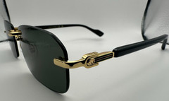 Men Gucci GG1221S Sunglasses Rimless Gold Black Metal Frame Gray Lens 140mm NWT