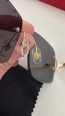 Cartier Big C Diamond Cut black Frameless Lens Gold Frame