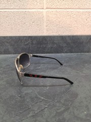 Khan Sunglasses KN-1027 CE Made In China Silver Metal Black Frames