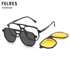 3 in 1 Magnetic Clip On Polarized Sunglasses Men Square Fashion Glasses Frames