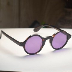 Vintage Johnny Depp purple sunglasses men’s tortoise round glasses purple lenses