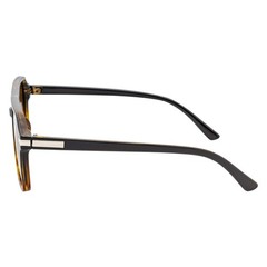 LUCCA – Classic Flat Top Square Aviator Black-Tortoise Sunglasses Brown Lens