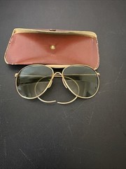 Ful-Vue Aviator Sunglasses Gold Metal Frame Green Tinted Glass Lenses