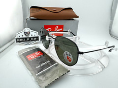 RAY-BAN HEXAGONAL RB3548N 002/58 BLACK G-15 GREEN POLARIZED SUNGLASSES 54MM NEW