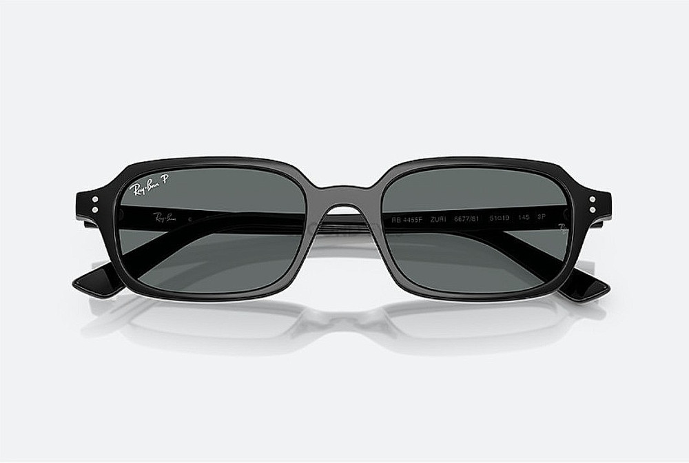Ray-Ban ZURI RB4455F 6677/81 Square Sunglasses Black Dark Grey Authentic
