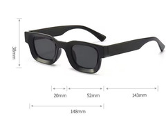 Men Sunglasses Hip Hop Style Classic Square Thick Frame Black and Blue Lens New