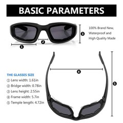 3 Pair Motorcycle Riding Glasses Padding Goggles UV Protection Dustproof Wind