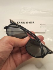 Brand New Diesel Round Sunglasses DL0188 Gloss Black Silver Bar 01A 54-17-145 3