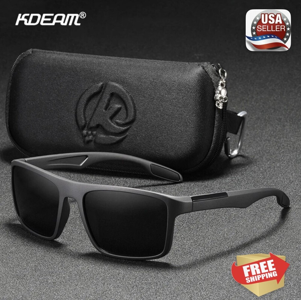 KDEAM Ultra Light Rectangular Photochromic 100% Polarized Sunglasses with CASE