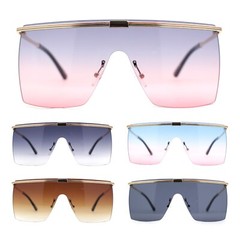 Flat Top Half Metal Rim Oversize Rectangle Shield Mob Sunglasses