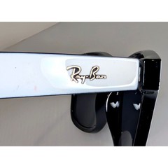 Vintage Ray-Ban Wayfarer Sunglasses White Black Frame Large Italy