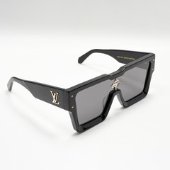 Louis Vuitton Z1578E Cyclone Shield Sunglasses Black Frame Dark Lens LV Logo