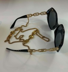 Versace Womens Sunglasses Black with Logo Chain