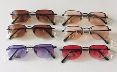 One SUNGLASSES UV400 100%UV Block Metal Black Frame+Lens D.Color+Crystal (M28)