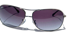 Ray Ban Polished Silver Pilot GRADIENT Grey To Blue Lens Sunglass RB 3267 003/8G