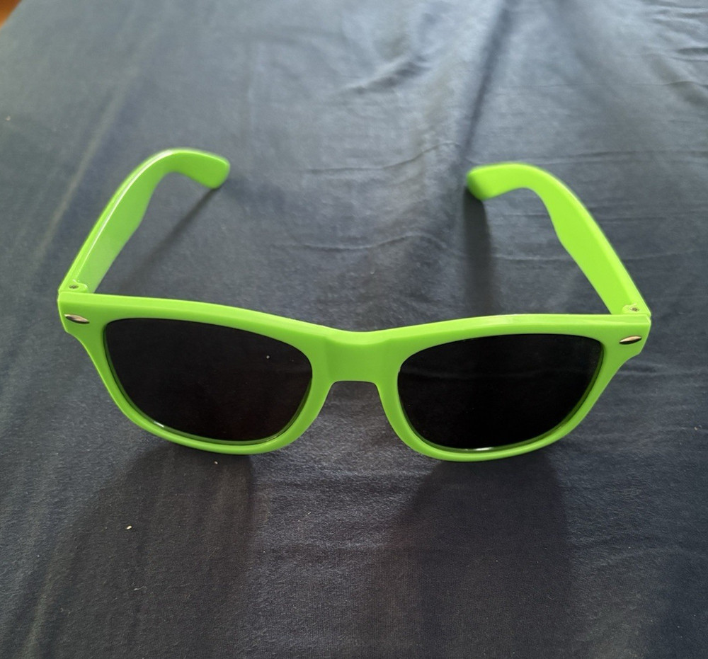 Men’s Lightweight Square Sunglasses Green Plastic Frame Black Tinted Lens