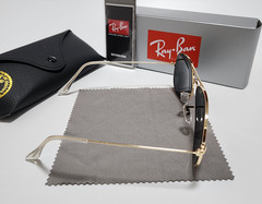 Ray-Ban RB3025 Aviator Pilot Sunglasses Gold Frame Glass Gradient Blue Lens 58mm