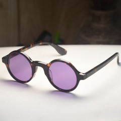Vintage Johnny Depp purple sunglasses men’s tortoise round glasses purple lenses