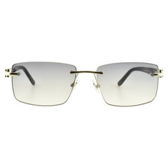 NEW!! PAUL VOSHERONT PV622S C2 23KGP Handmade Silver Rectangle Rimless Sunglass