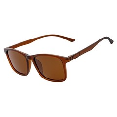COMMUTER – Polarized Horn Rimmed Matte Brown Sunglasses Amber Lens