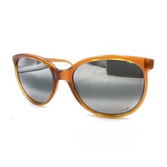 FSI Translucent Brown Round Sunglasses Mirrored Gray Lens Designer Men Women