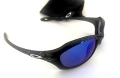 RARE OAKLEY XS FIVES SUNGLASSES Polished Black Frames w/ Blue Iridium Lenses