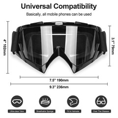 ATV Googles, Dirt Bike Goggles for Men Women, UV 400 Anti-Scratch Fog Dustpro…