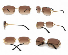 Cartier Big C Without Diamond Cut Brown/Beige Frameless Lens Luxry Style