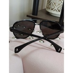Gucci GG0447S 001 Black Aviator Sunglasses with Green and Red Temple Stripes