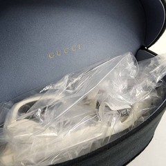 Gucci Logo-Cutout Acetate Rectangle Sunglasses Men’s Matte Solid White