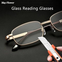 New Real Glass Lens Reading Men Women Square Full Frame Presbyopic Anti Scratch