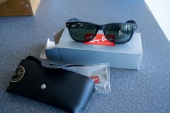 Ray-Ban New Wayfarer Black Rubber G-15 Green Sunglasses ORB2132 55mm New in Box