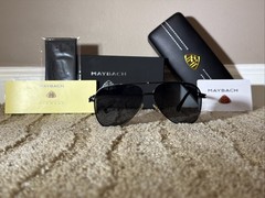 Maybach Eyewear Black Metal Frame Black Lens Aviator Sunglasses with Case