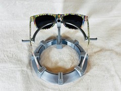 Custom PixelVivid Multicolor Solid Stripe Sunglasses with Blue Mirror Lenses