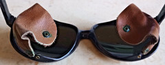 NYLON FRANCE BLACK GLACIER SUNGLASSES CORNING OPTICS LEATHER BLINDERS SHIELDS