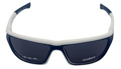 Umbro Mens Sunglass White / Blue, Solid Smoke Lens Plastic Sport Wrap GS02