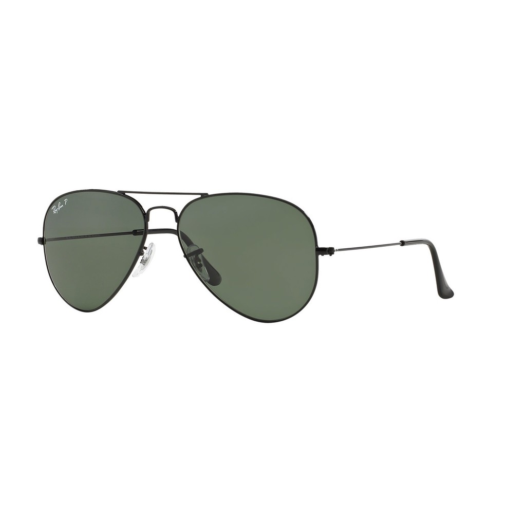 Authentic RAY BAN Fashion AVIATOR RB3025 002/58 Black Polarized Green Sunglasses
