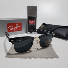 Ray-Ban RB3016 Sunglasses Clubmaster Classic Black Frame Glass Black Lens51-21mm