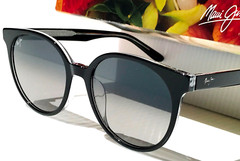 Maui Jim MEHANA Black Crystal POLARIZED Grey Gradient GLASS Sunglass GS866-02