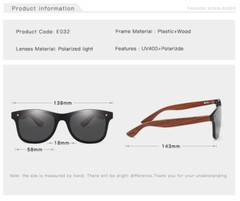 Unisex Wood Polarized Sunglasses Wooden Temple Frameless Square Glasses New
