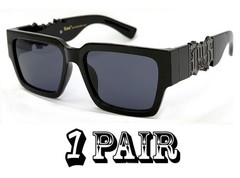 Men’s Locs Thick Flat Top Sunglasses Metal Logo Frame & Category 3 Dark Lens