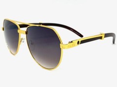 Men CLASSY Elegant Vintage Retro Hip Hop Style SUNGLASSES Gold & Faux Wood Frame