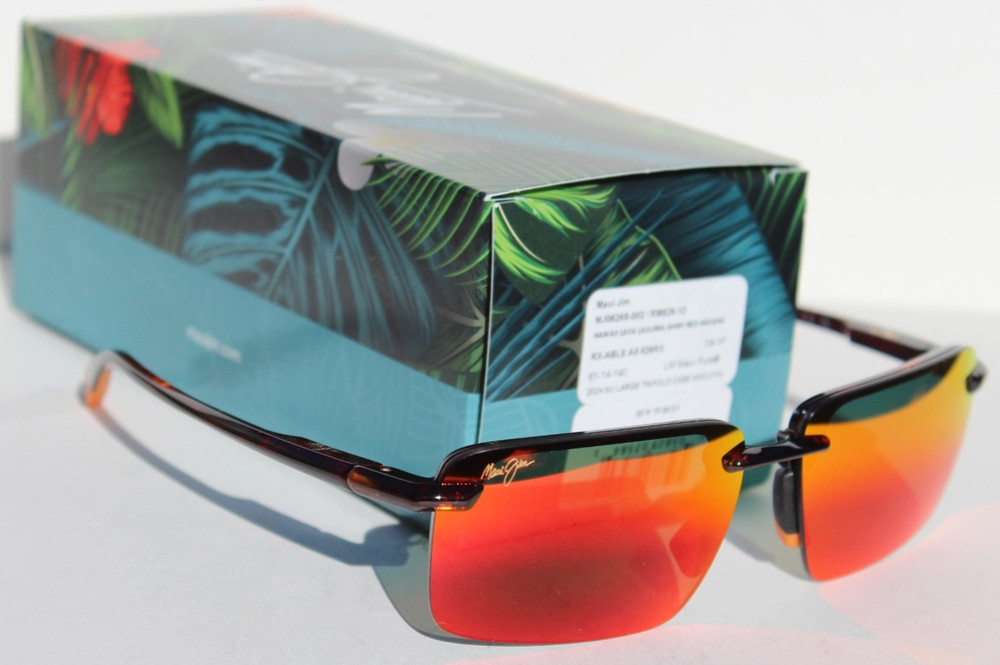 MAUI JIM Laulima POLARIZED Sunglasses RM626-10 Shiny Red Havana/Lava Hawaii NEW