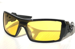 NEW Oakley OIL RIG Polished Black GALAXY Amber Yellow Lens Sunglass 9081