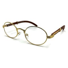 New Fashion Clear Lens Gold Wood Frame Eye Glasses Designer Art Nouveau Vintage