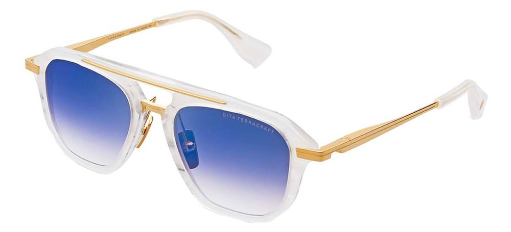 Dita TERRACRAFT White Swirl And Yellow Gold/Blue Flash Gradient (02) Sunglasses