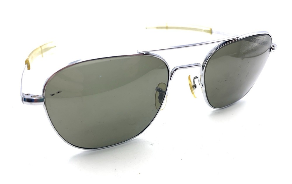General Optical Silver Aviator Sunglasses Black Lens 140 USA Designer Men Women