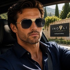Premium Aviator Sunglasses UV400 Metal Frame Designer Style by INOVLI Eyewear