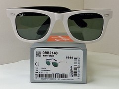 White On Black Classic Ray-Ban Wayfarer Unisex Sunglasses. Timeless Accessory.