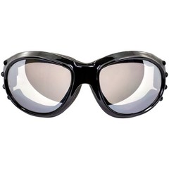 Eyewear Padded Motorcycle Riding Goggles Black Clear Driving Mirror 2 Pairs